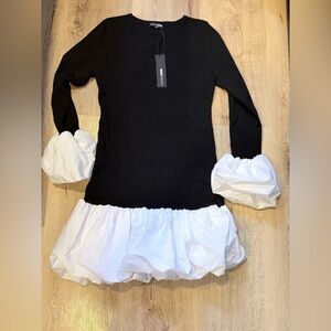 Fashion Nova Black Dress with White Ruffle Accents